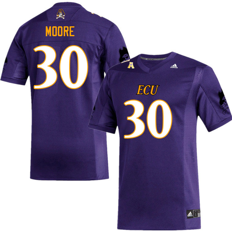 Men #30 Cameron Moore ECU Pirates College Football Jerseys Sale-Purple